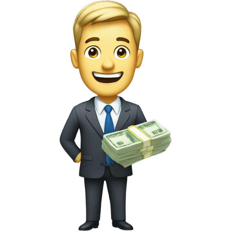 happy business man saving money bills emoji