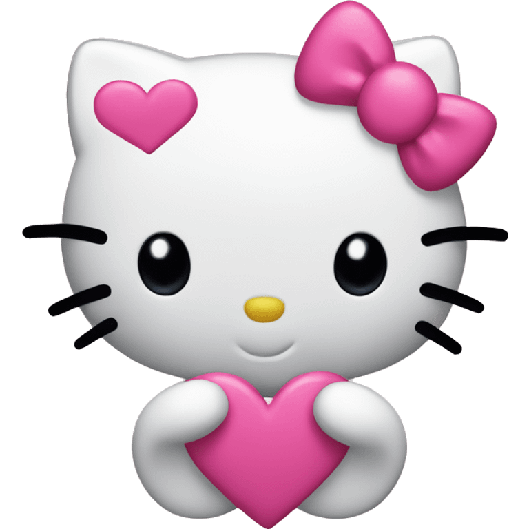 hello kitty with pink hearts emoji