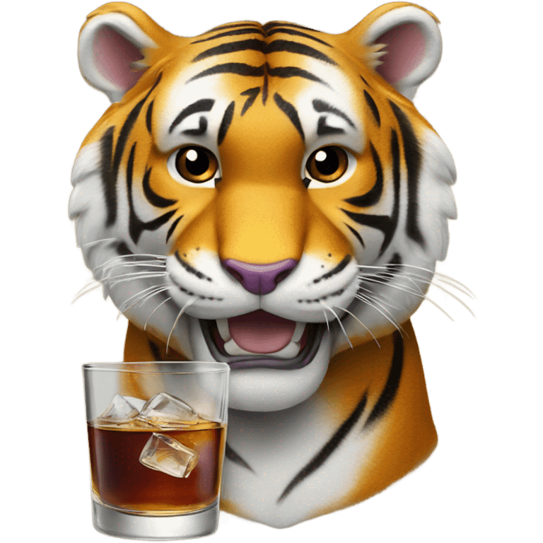 LSU Mike the Tiger with whiskey emoji