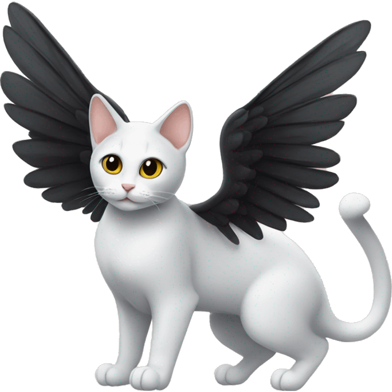 two cats one white the other black with wings emoji