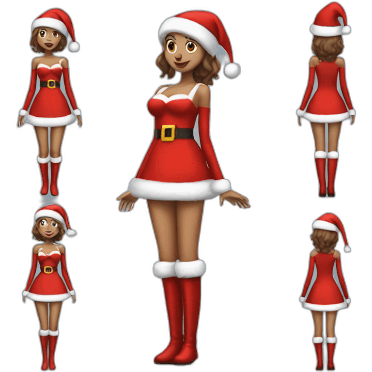 skinny woman dressed as santa for christmas who strikes the pose full height emoji