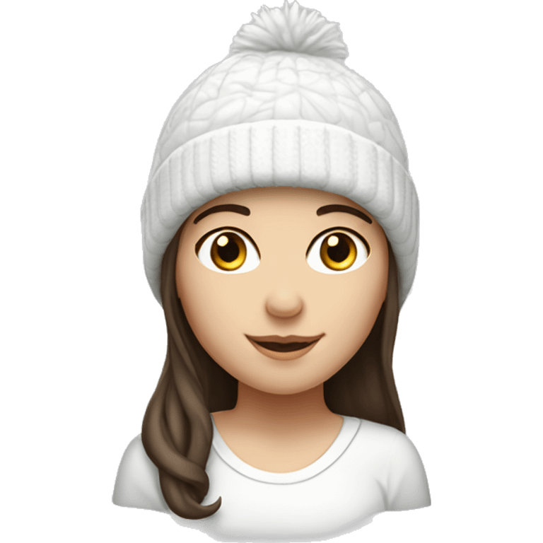 brunette white girl with white winter hat  emoji