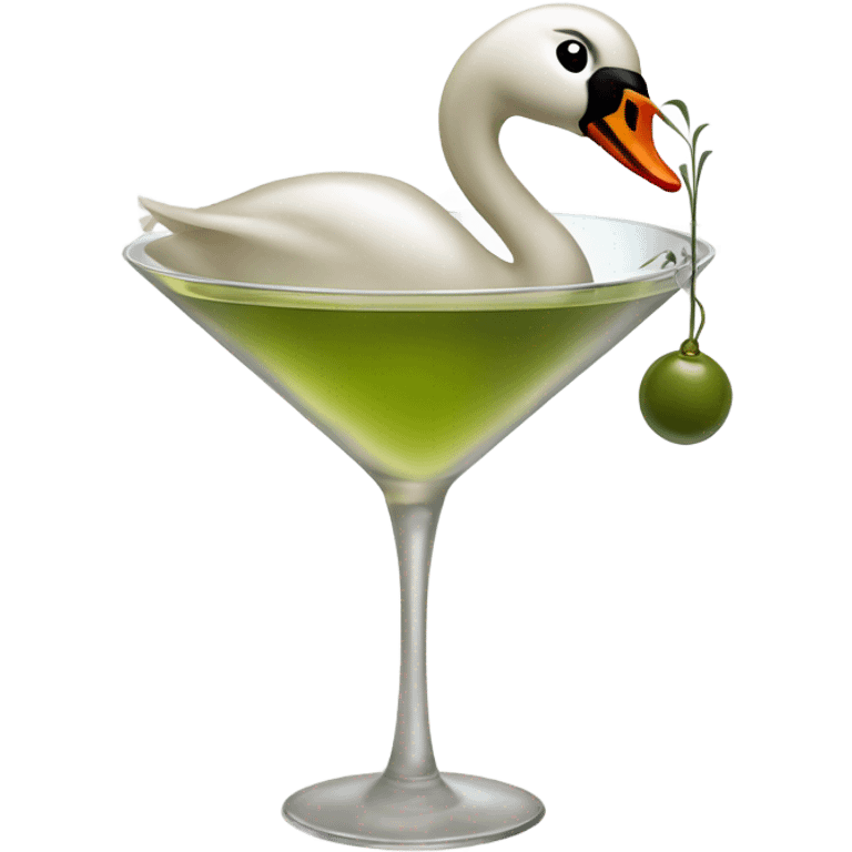 A martini with a swan and a bow on the swan emoji