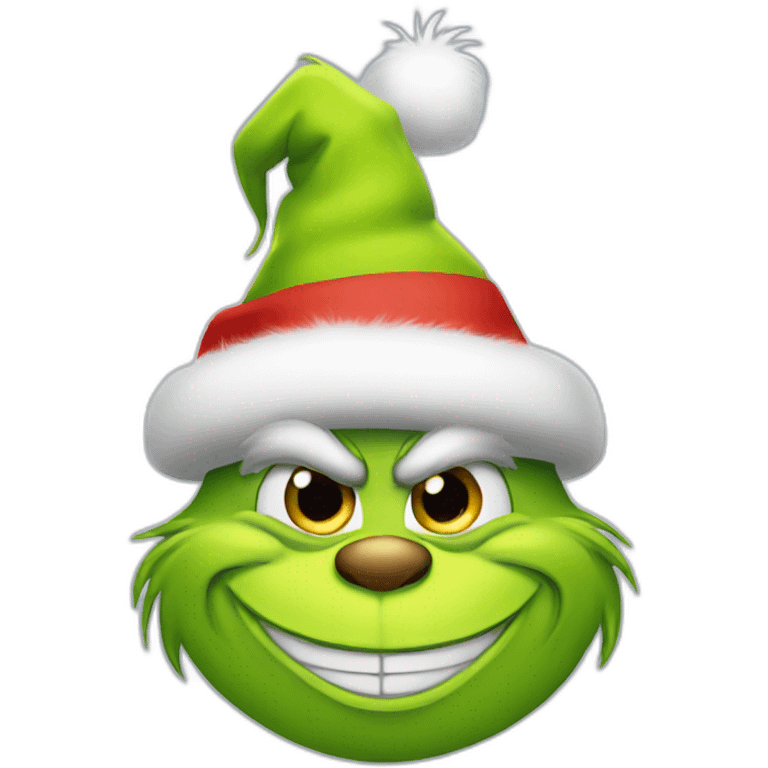 Smiling Grinch in a New Year's hat emoji