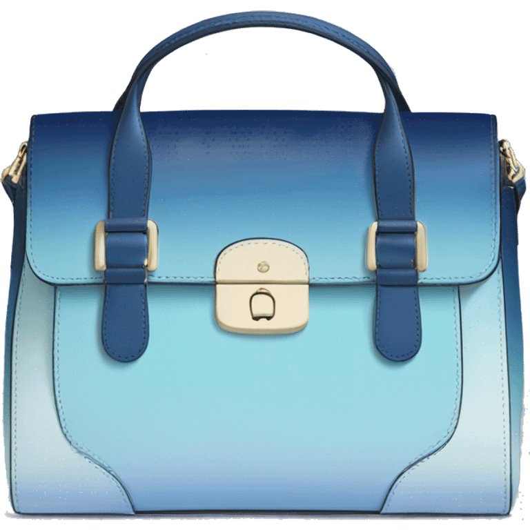 Realistic dark blue to light blue ombre kate spade satchel purse.  emoji