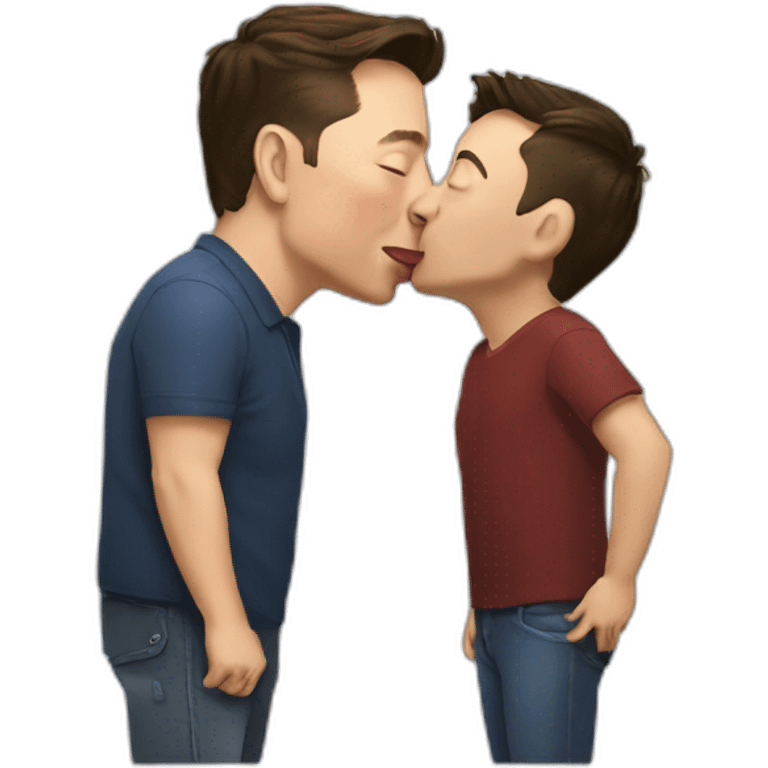 Elon Musk kissing Jeff Bezos emoji