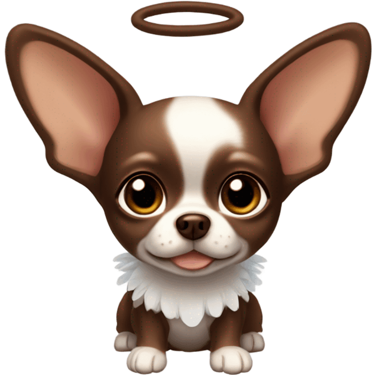 Chocolate Brown chihuahua with angel wings  emoji