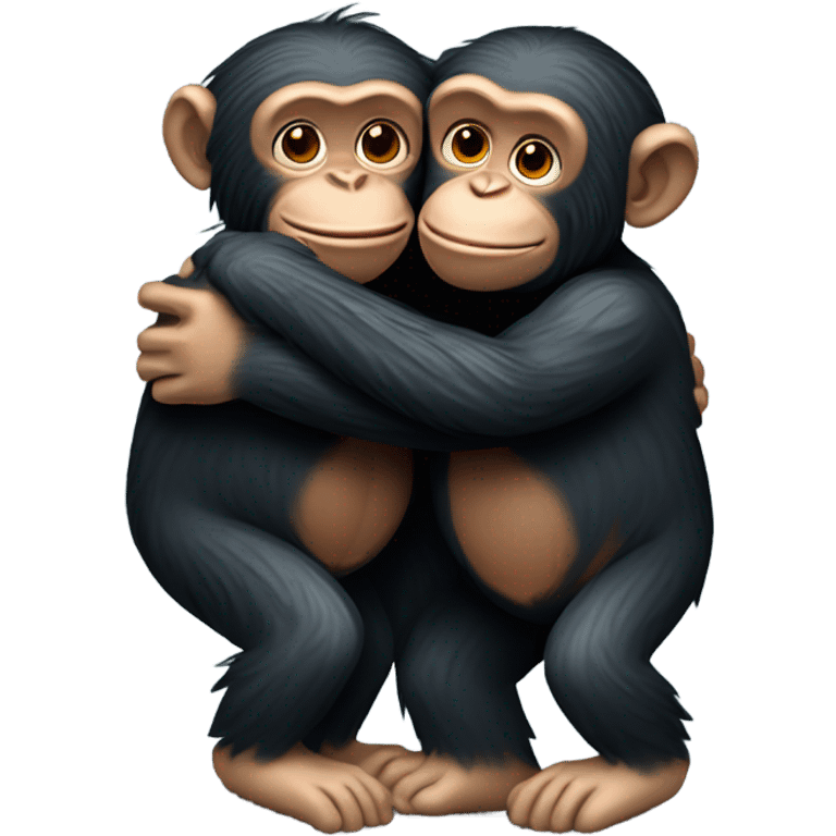 two chimps hug emoji