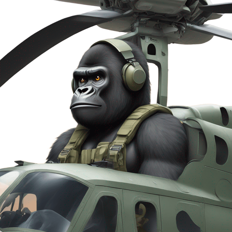 Gorilla in a Blackhawk helicopter emoji