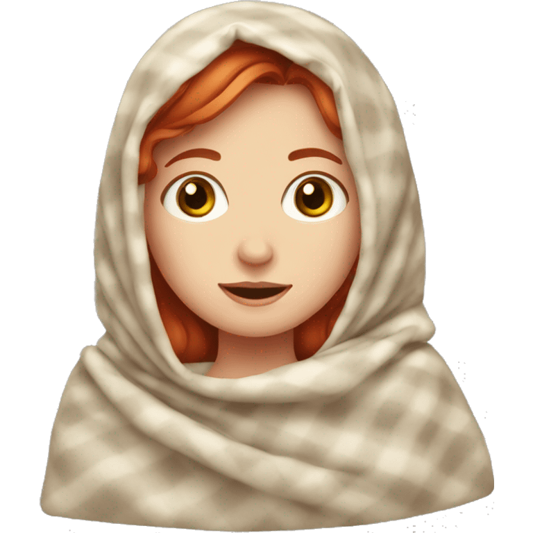 Fair skin red head girl in blanket  emoji