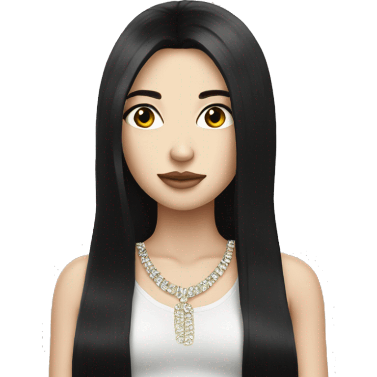 pale girl with long black hair bling emoji