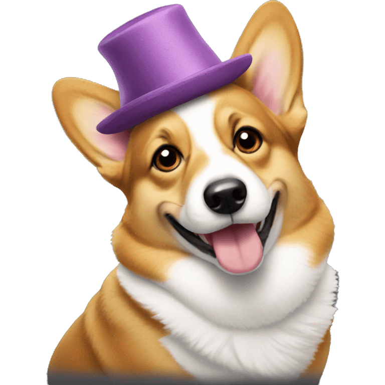 Corgi with a hat emoji