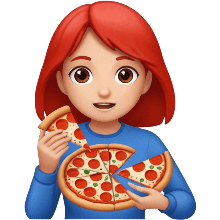 Girl eating pizza emoji