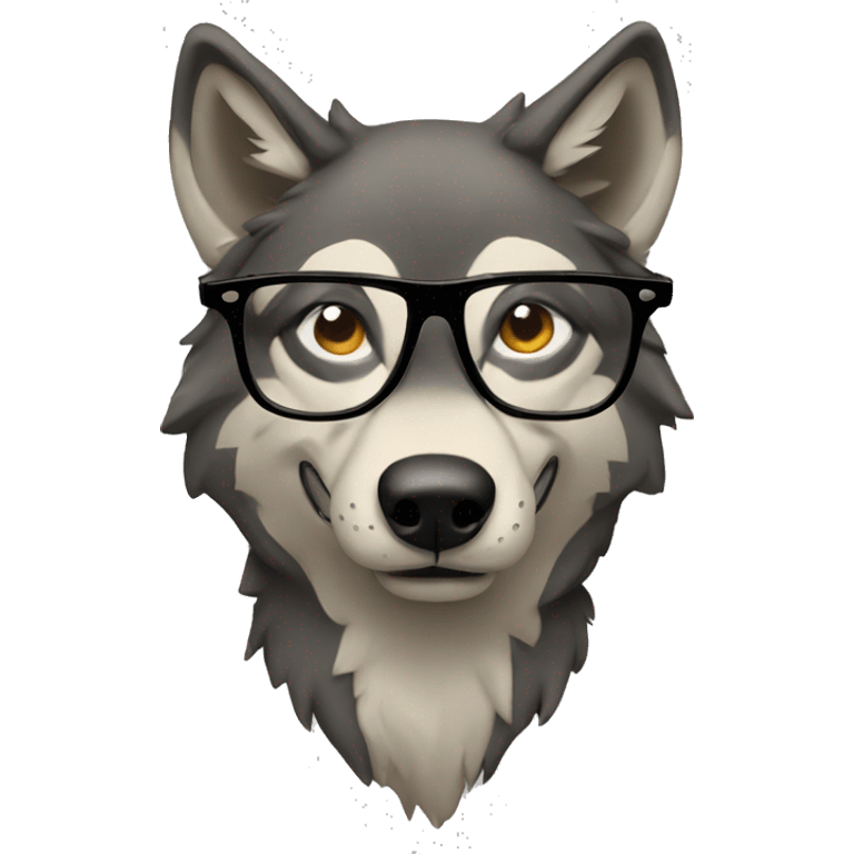 Wolf with glasses emoji