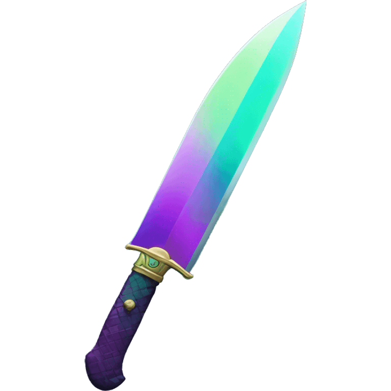 45° angle Aurora borealis purple teal lime green dagger knife sword emoji