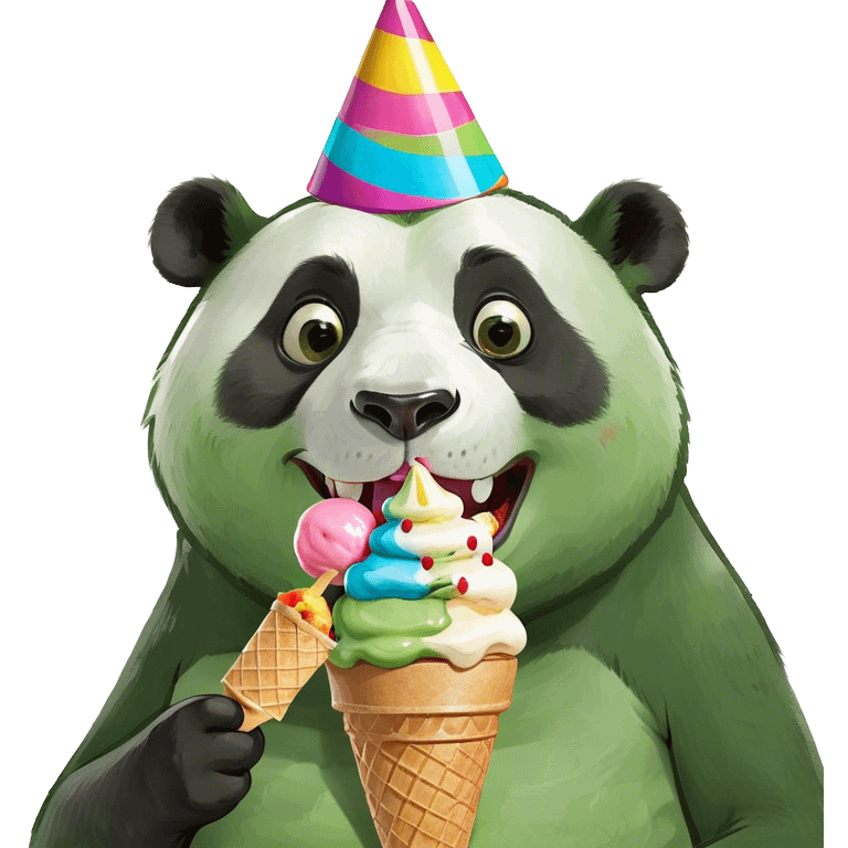 Panda eating ice cream emoji