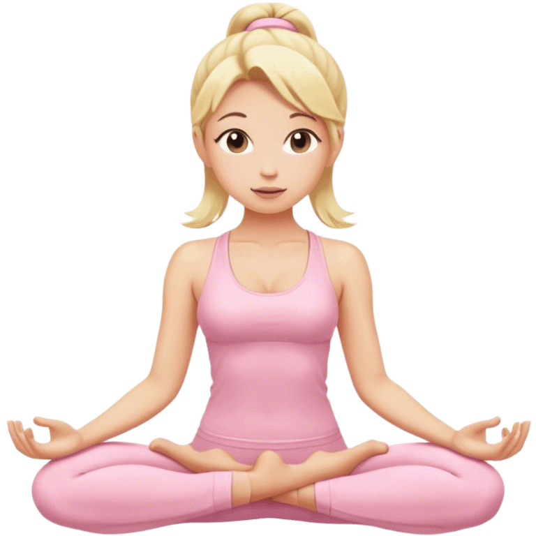 blonde yoga girl light pink clothes n emoji