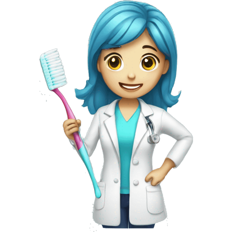 dentist girl with a toothbrush in his hand emoji