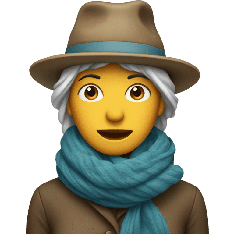 Cold lady with hat and scarf emoji