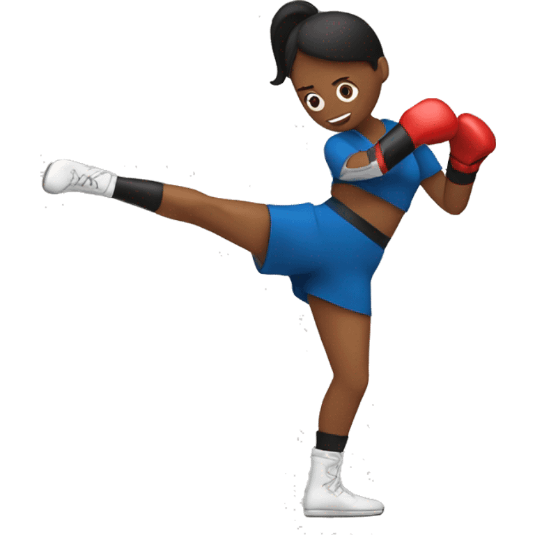 Woman kickboxing with a cast on her lag emoji