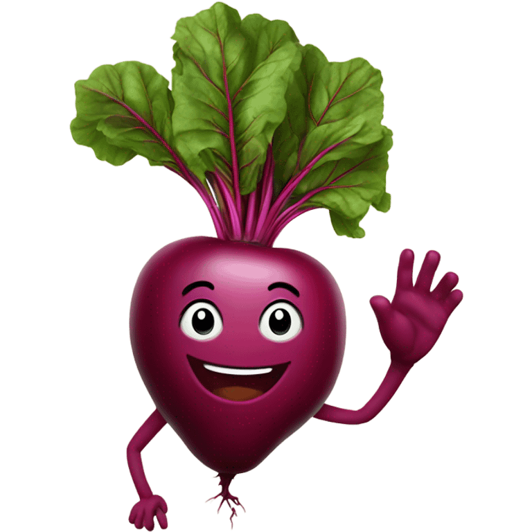 happy beetroot waving hand emoji