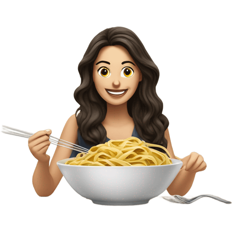 Gorgeous brunette slurping linguine  emoji