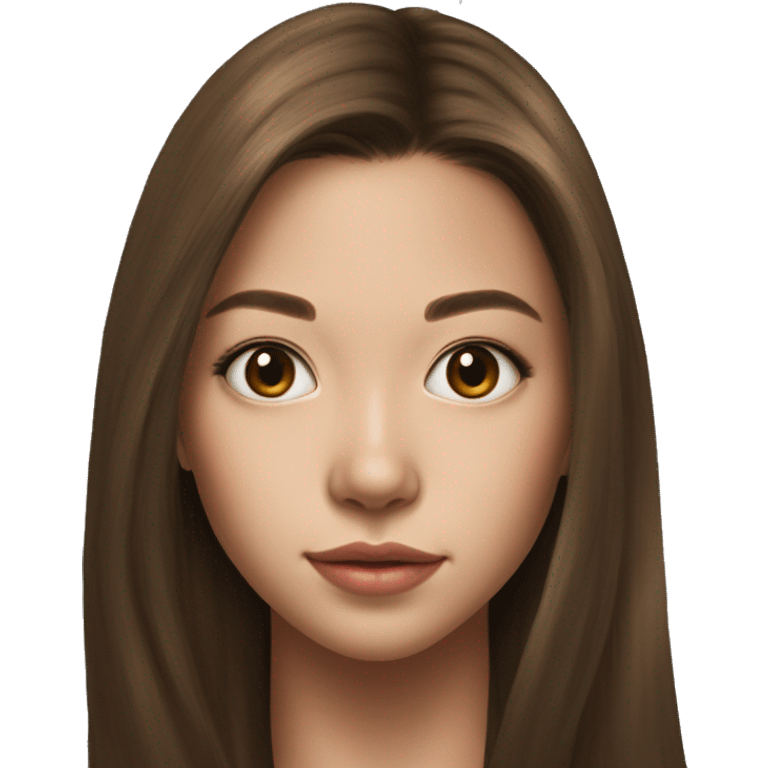 Megan Nakata long brown hair teenager, hyperreal, photoreal portrait emoji