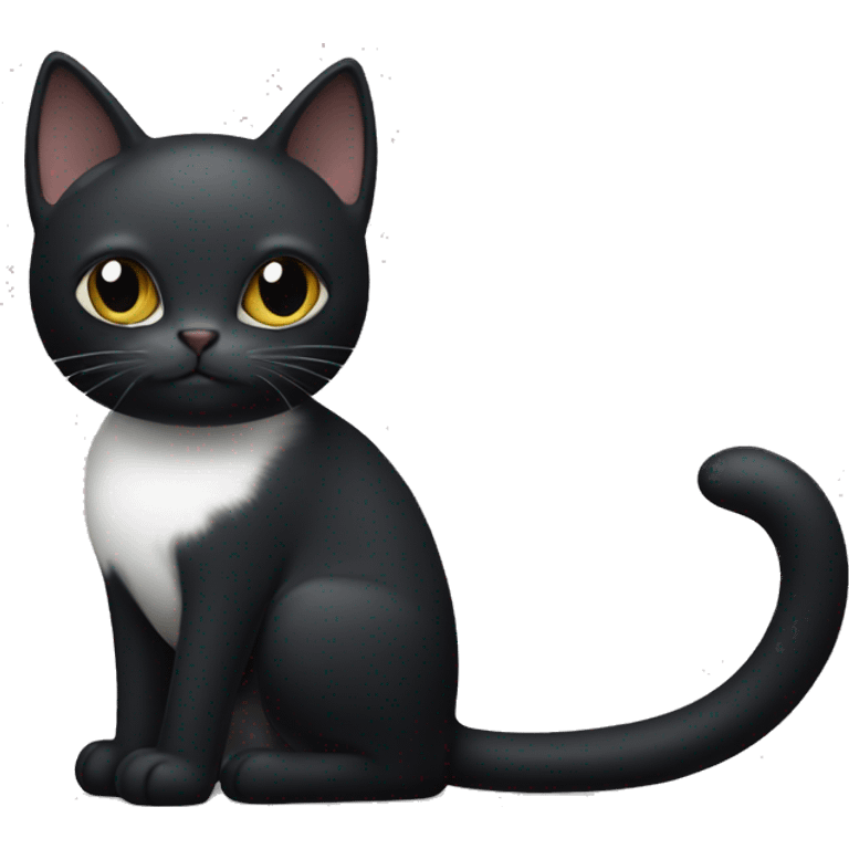 Black cat with a white patch on its stomach emoji