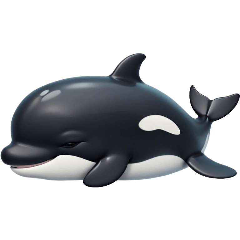 Meme-Worthy Cute Sleeping orca Portrait Emoji, Head resting peacefully with a contented smile, showcasing a smooth black-and-white body with gently drooping fins and eyes softly closed in serene slumber, Simplified yet adorably endearing features, highly detailed, glowing with a soft, drowsy deep-sea light, high shine, relaxed and utterly lovable, stylized with an air of playful oceanic laziness, soft glowing outline, capturing the essence of a sleeping orca that feels destined to become the next viral icon of adorable marine rest! emoji