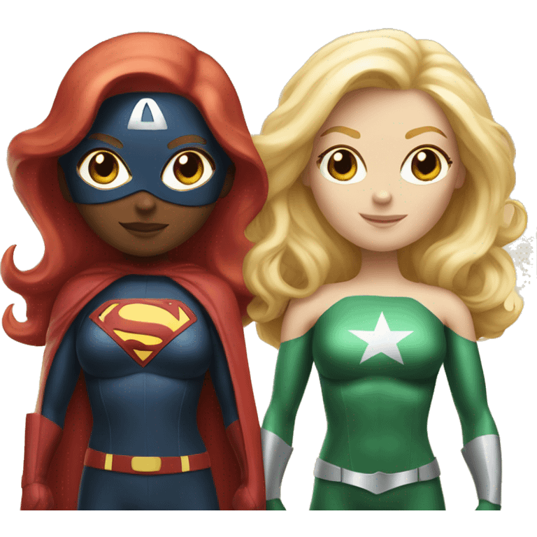 Superhero Duo white female redhead and  female blonde emoji