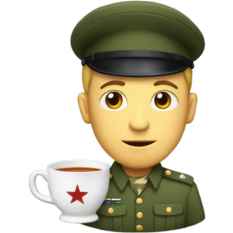 A Military man sitting inside a cup of tea emoji