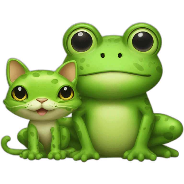 Little cat and big frog emoji