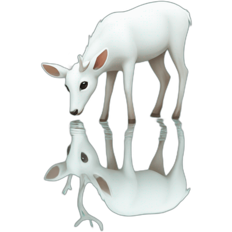 White deer reflected water emoji