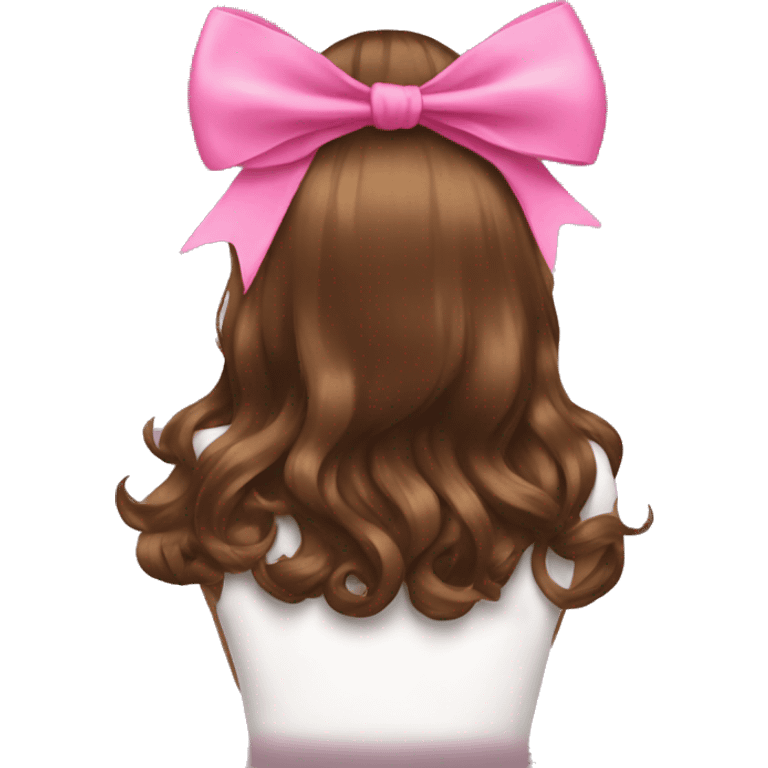 brown open hair from behind with a pink bow emoji