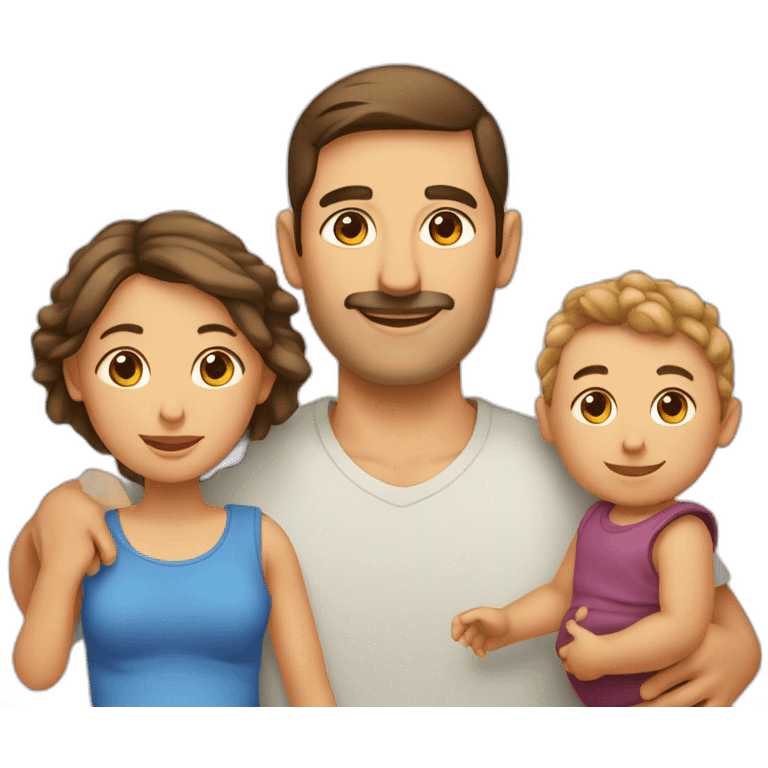 Une femme et un homme avec 2 bébé  emoji