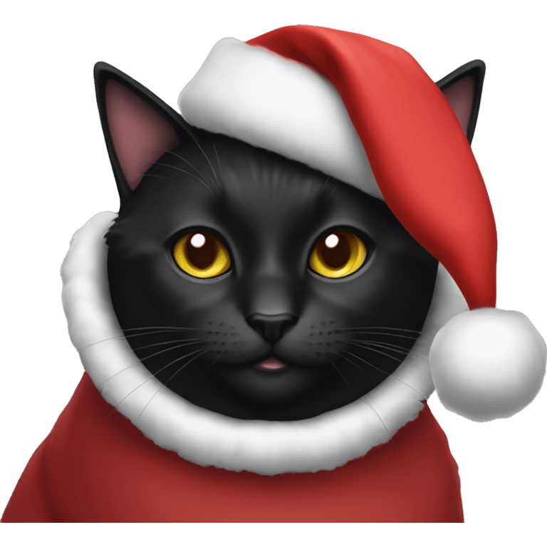 Black cat with Santa hat emoji