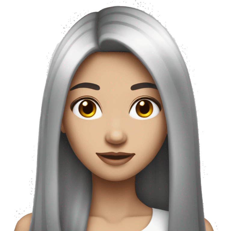 Gorgeous white black haired girl with straight long hair  emoji