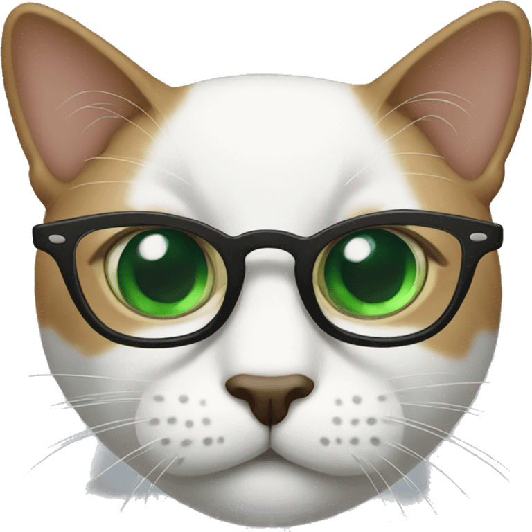 Back cat with green eyes and glasses  emoji