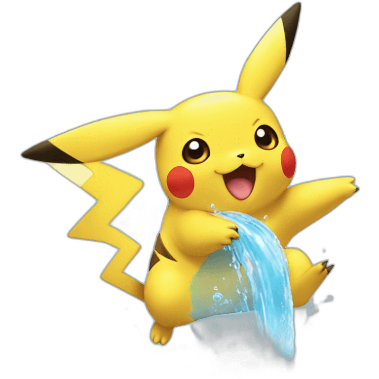 Pikachu tomando agua emoji