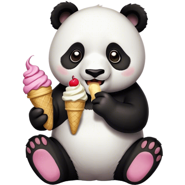 Panda eating ice cream emoji