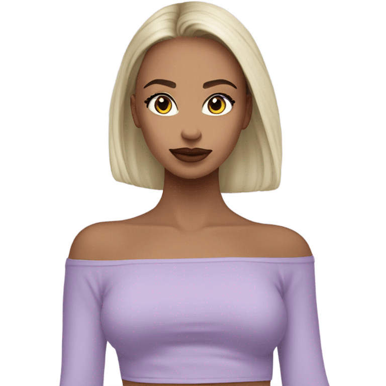 Lilac off shoulder Long sleeve oversize crop top, isolated emoji