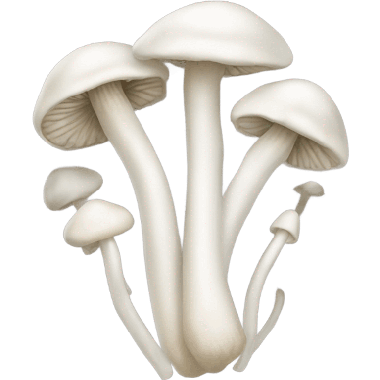 Bundle of white mushroom with long&thin stem and very small cap emoji