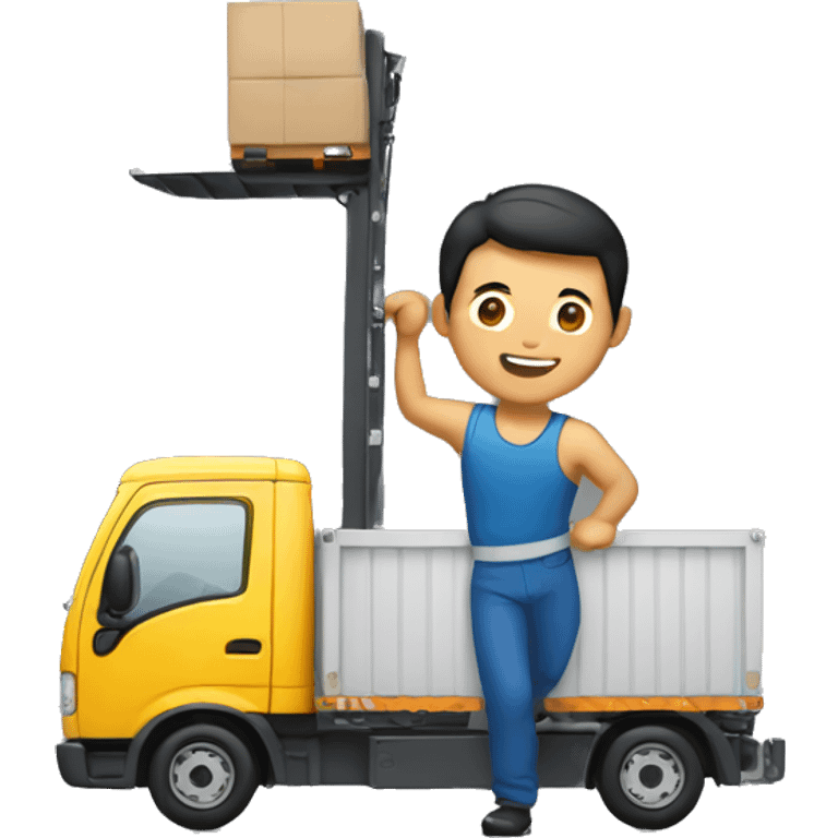 Asian man lifting truck emoji