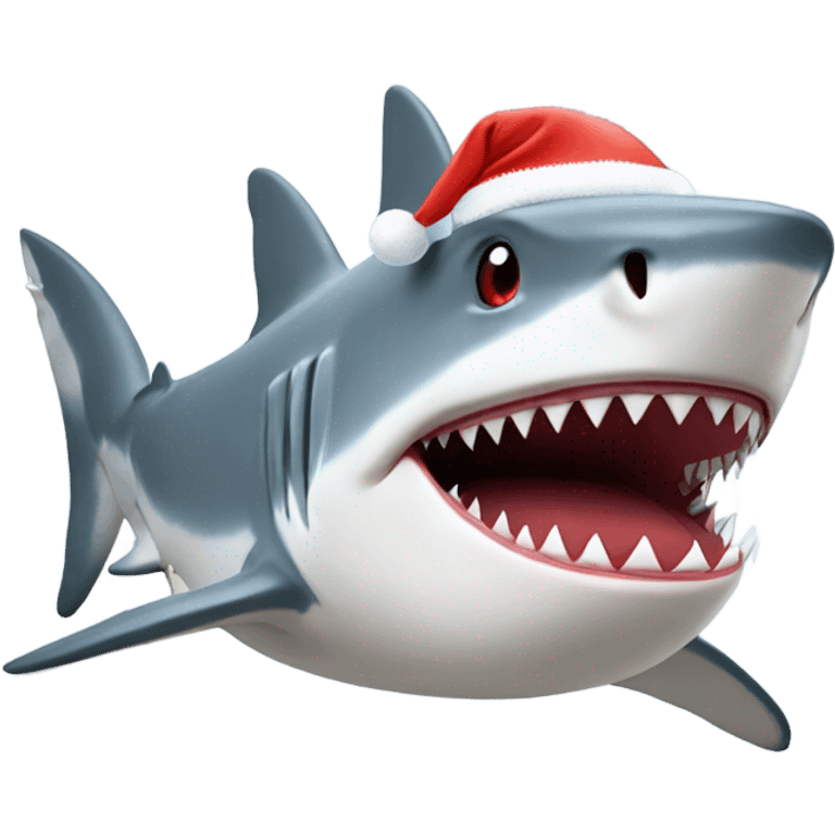 Shark with Christmas hat emoji