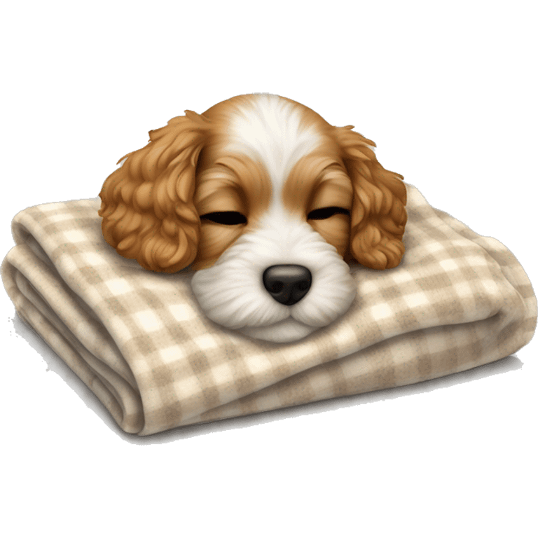  cavapoo puppy sleeping with a blanket emoji