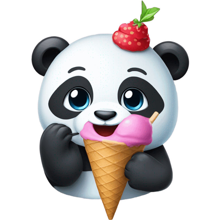 Panda eating ice cream emoji