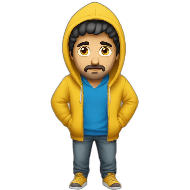 Armenian men  with yellow hoodie and sleepy face emoji