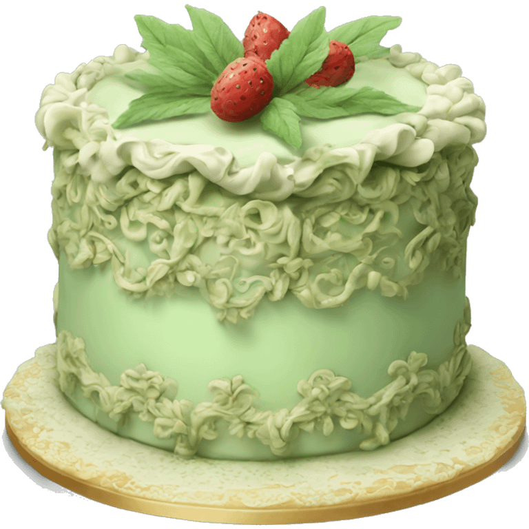 highly detailed sage rococo cake emoji