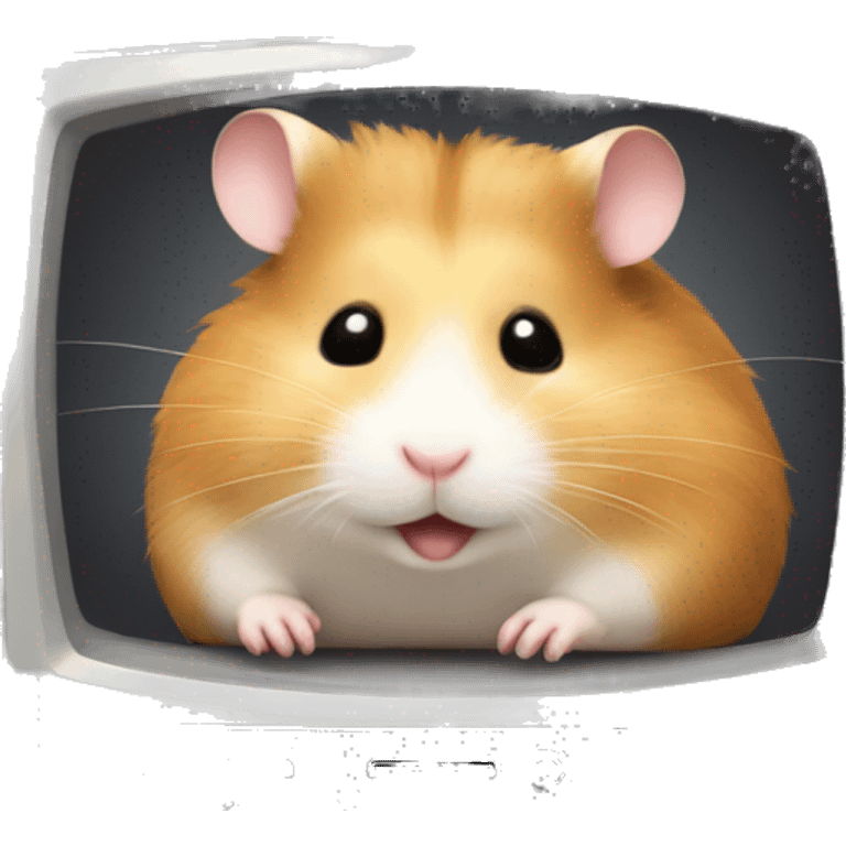 a cute hamster sleeping inside a TV set with antennae. emoji