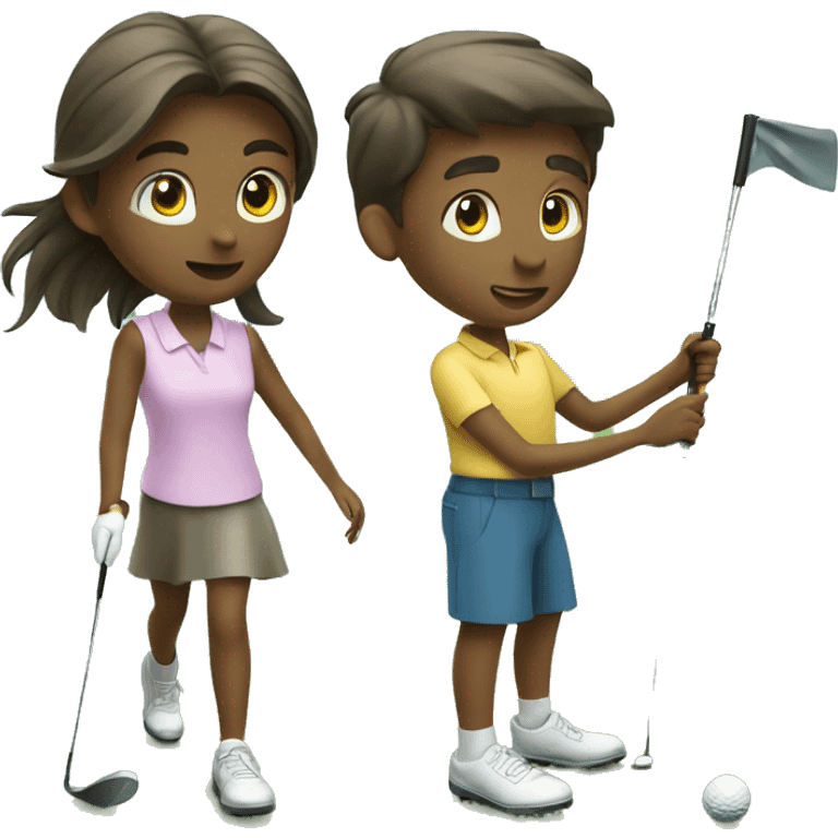 Girl and boy playing golf emoji